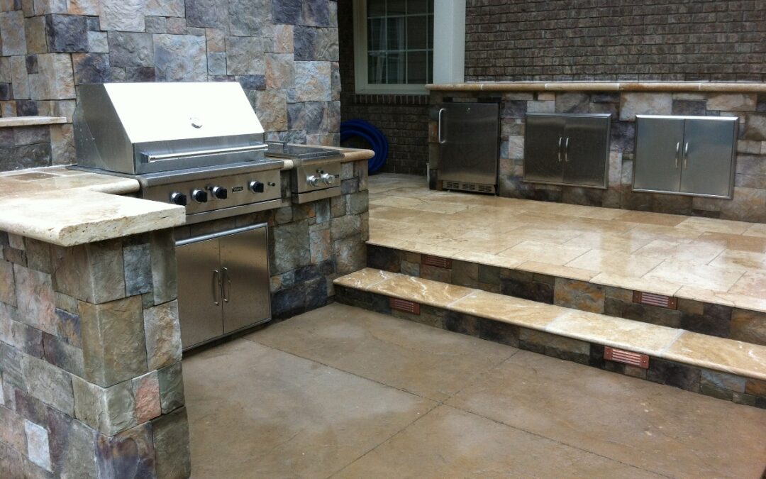 An outdoor kitchen at a home in Raleigh, NC