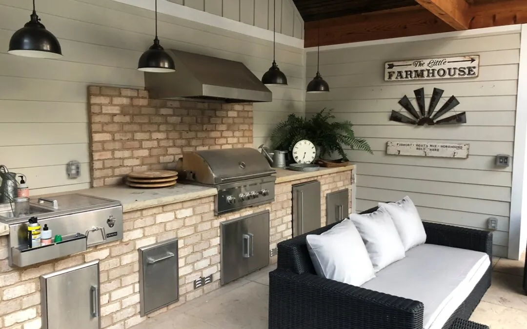An outdoor kitchen at a home in Durham, NC