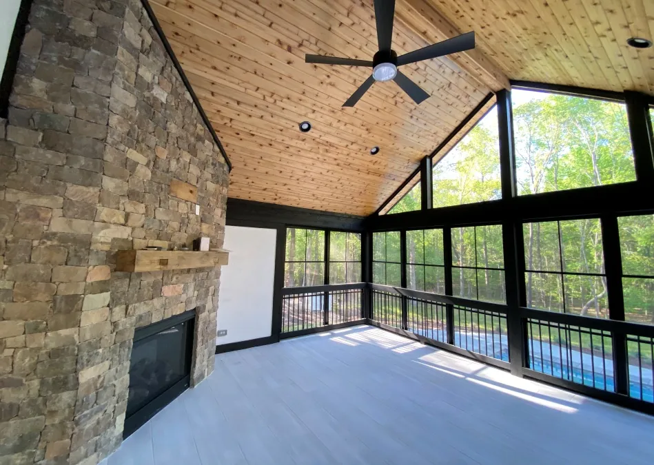 A custom designed sunroom adds extra living space to this Raleigh, NC home.